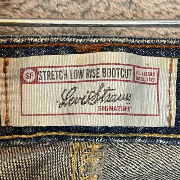 Signature Levis Women Stretch Low Rise Bootcut Dirty Wash Denim Jean 16W Plus - Picture 8 of 14